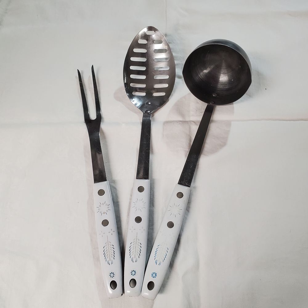 Blue Wheat/ Atomic burst VINTAGE  Stainless steel  Kitchen Utensil Set 0f 3